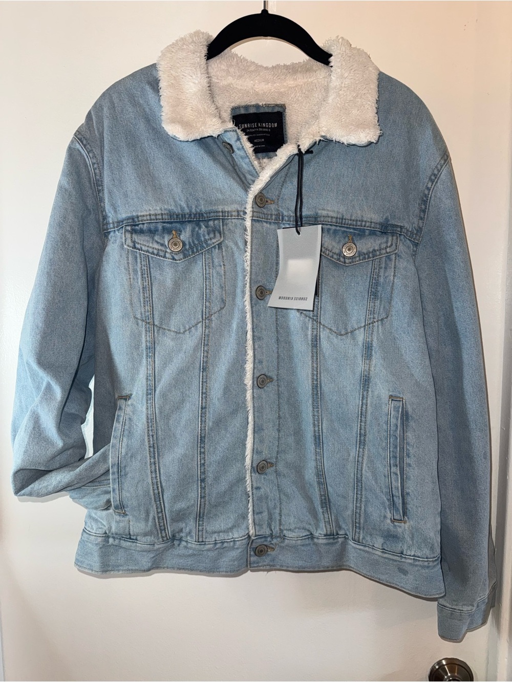 Sunrise Kingdom Sherpa Lined Denim Jacket Light Wash Medium NWT